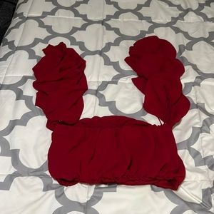 Crop top with ruffle sleeves